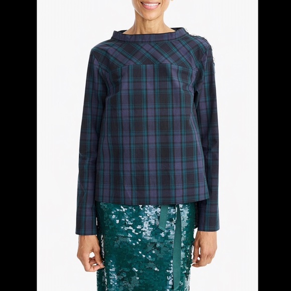 JCREW JEWELED FUNNELNECK SHIRT SZ 2 - Picture 5 of 5